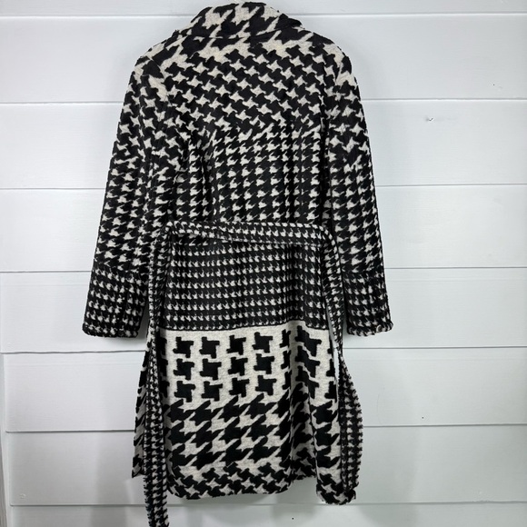Ett:twa by Anthropologie Black & Cream Wool Blend Houndstooth Coat Size XS - Picture 12 of 15